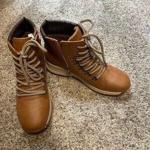 Maurices Tan Ankle Boots with Lace-Up Design